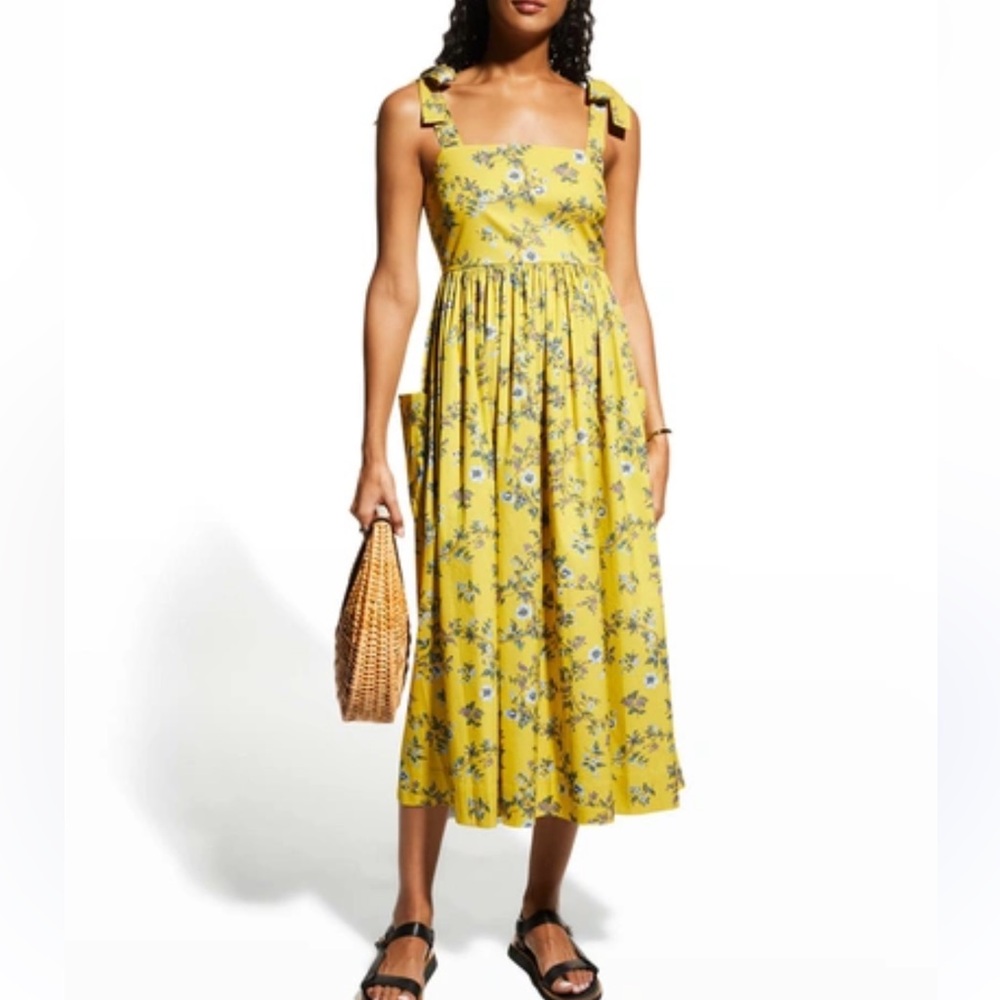 Tory Burch Tie-Shoulder Floral Coverup Dress in Lyonnaise Floral, Size XS